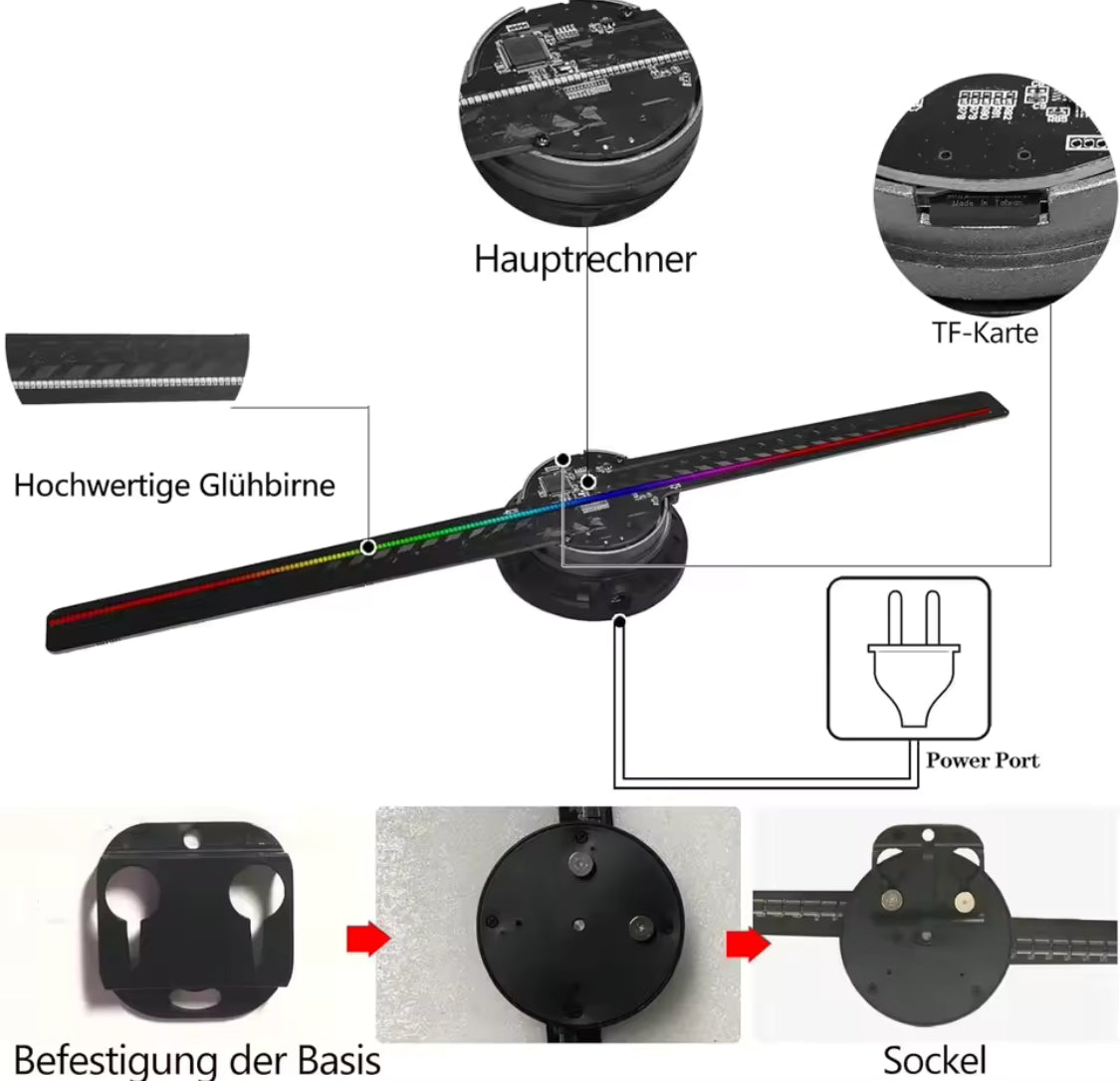 42CM 3D Hologram Fan 3D Holographic Advertising Display Image HD