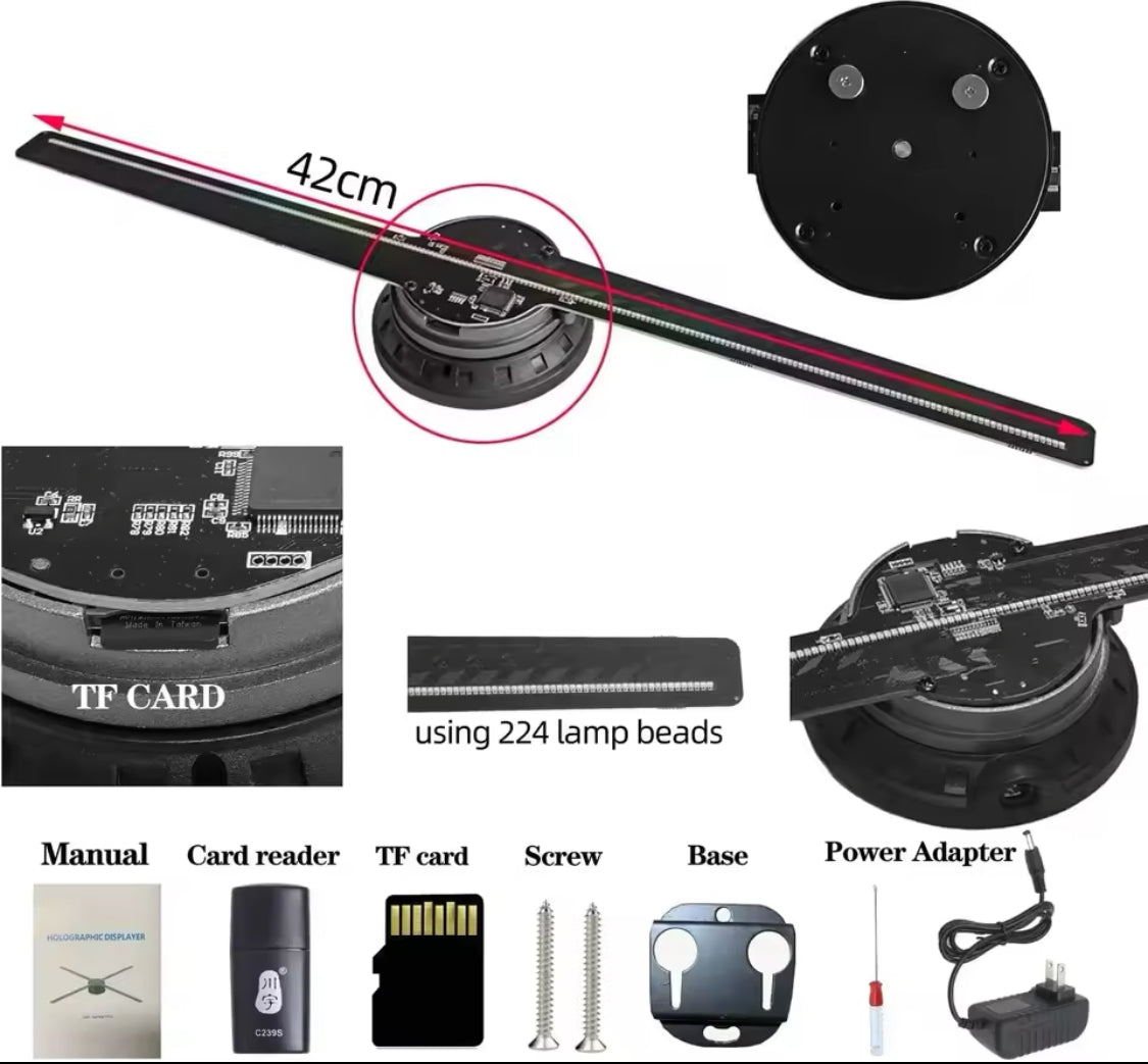 42CM 3D Hologram Fan 3D Holographic Advertising Display Image HD