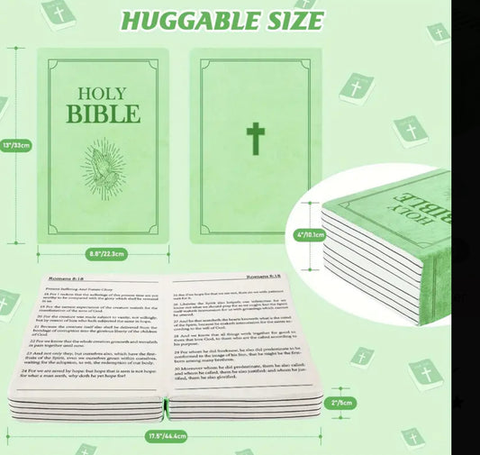 (MINT GREEN) BIBLE SHAPED THROW PLUSH CORINTHIANS 1:13