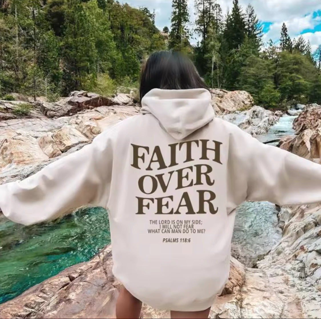 FAITH OVER FEAR WOMENS (BEIGE) SWEATER