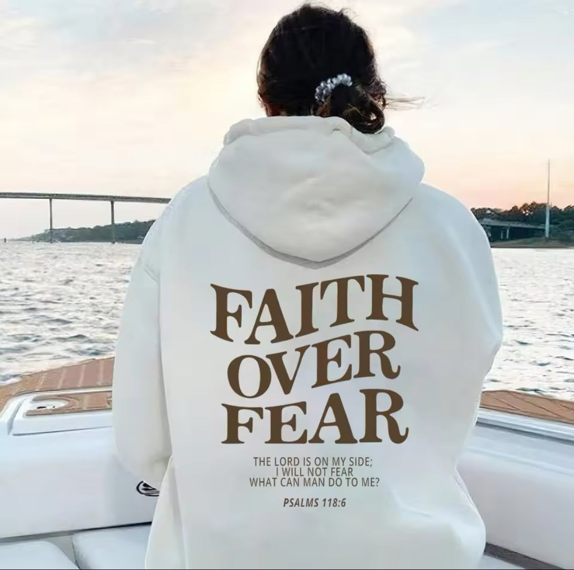 FAITH OVER FEAR WOMENS (BEIGE) SWEATER