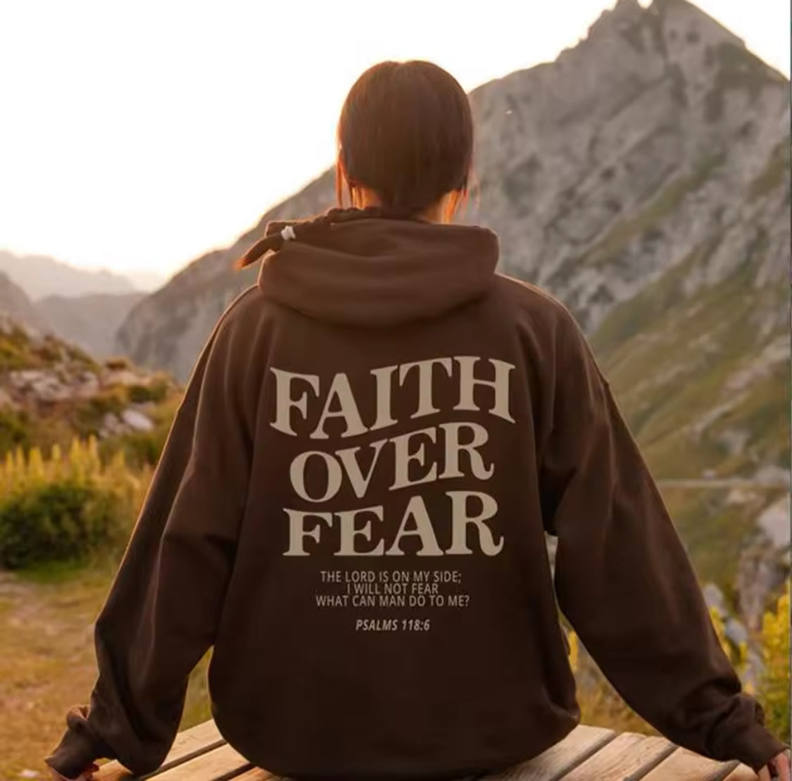 FAITH OVER FEAR (COFFEE BROWN) WOMENS SWEATER