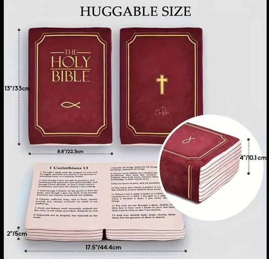 (RED) BIBLE SHAPED THROW PLUSH CORINTHIANS 1:13